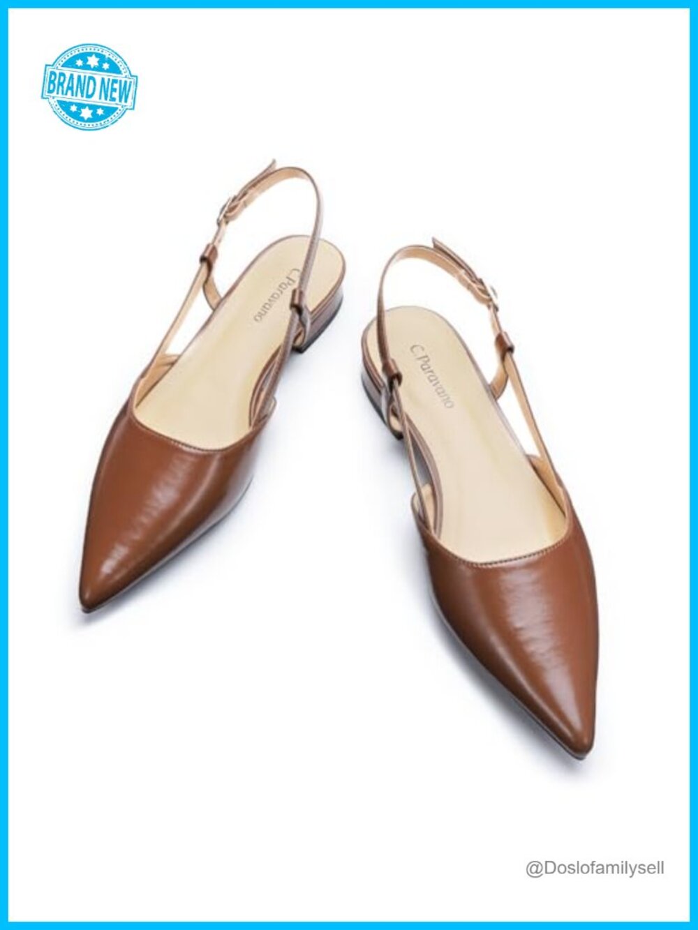 Pointed Toe Slingback Flats Leather Dressy Closed Toe Sandals
